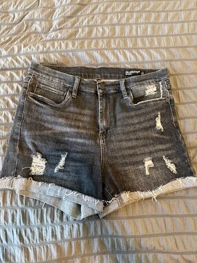 Blank NYC Gray Black Distressed Jean Shorts